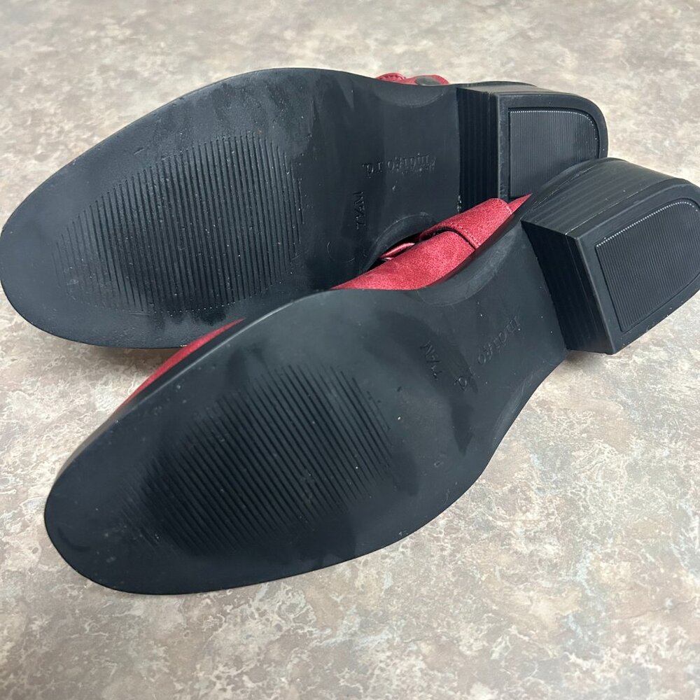 Indigo Rd red slip in mules with snap closure strap, ladie's size 7 1/2 M - Picture 5 of 7